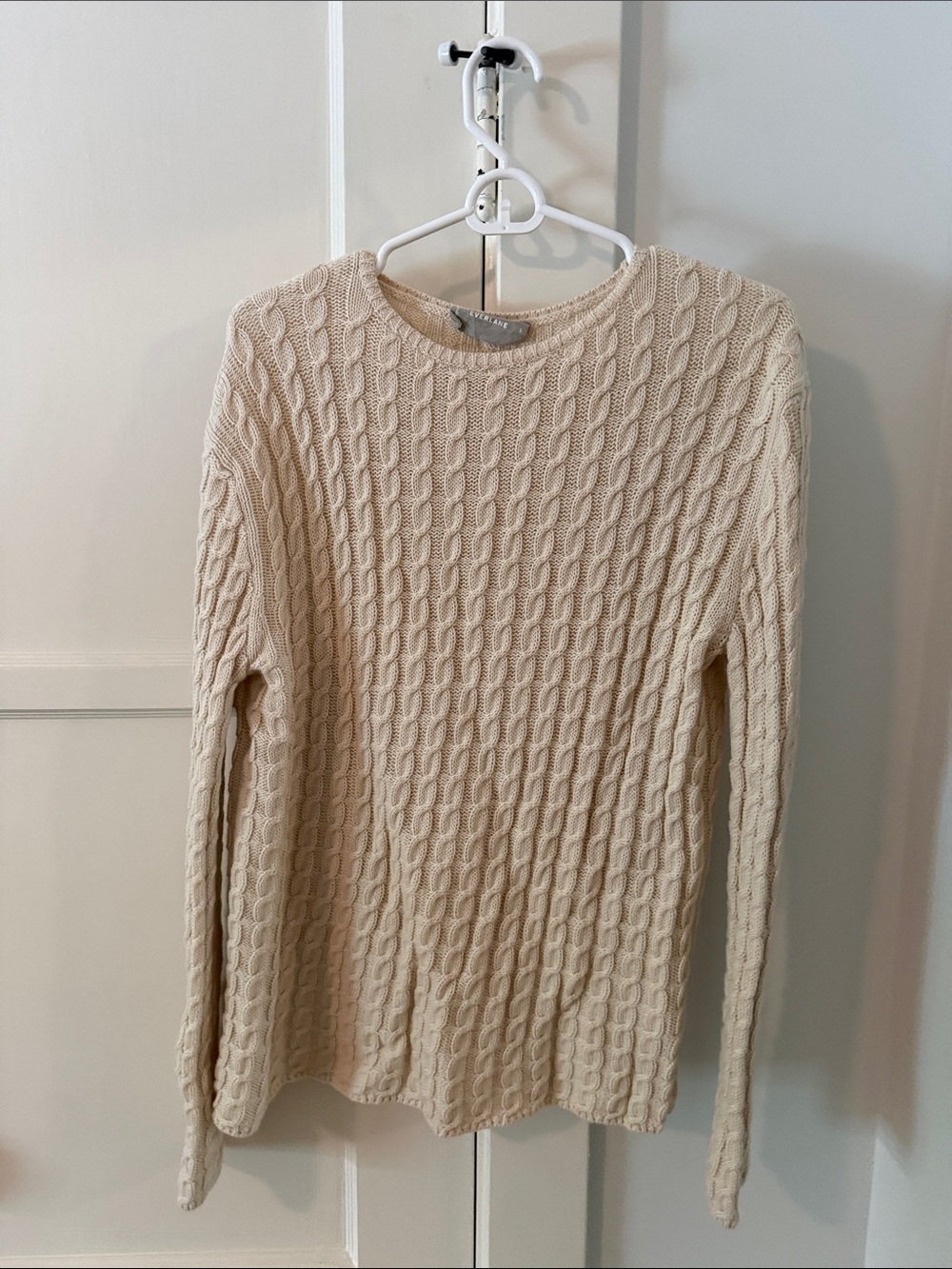 Everlane Cream Cable-Knit Crewneck Sweater